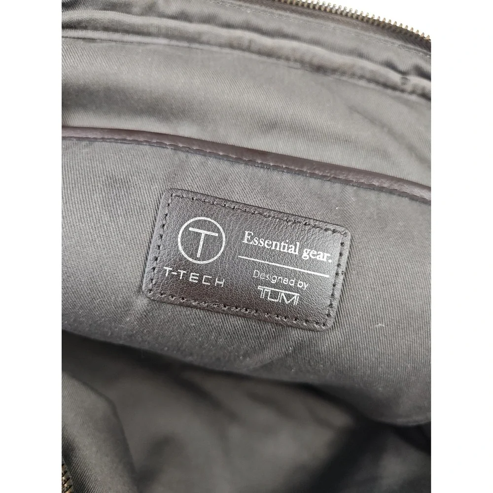 Tumi T-Tech Brown Leather Briefcase Laptop Bag Messenger Missing Buckle READ!!